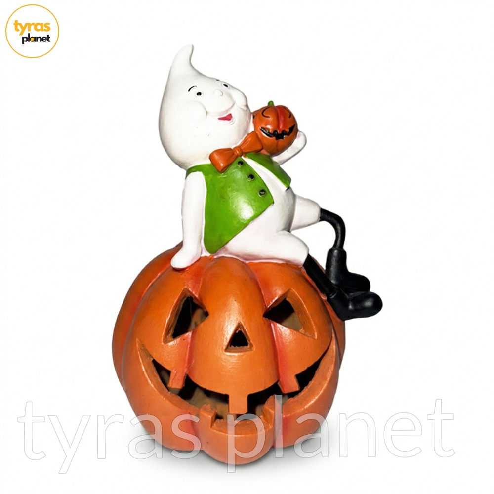 Way To Celebrate Light Up Ghost Jack-o’-Lantern 5” Halloween Resin Figure